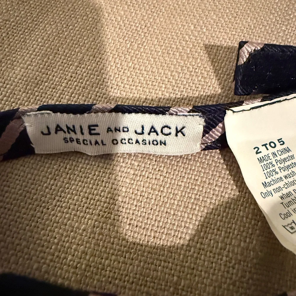 Janie and Jack Navy and Pink Striped Bow Tie